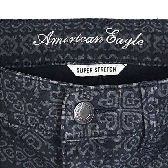 AE American Eagle Blue Pattern Super Stretch Jegging - Picture 4 of 9